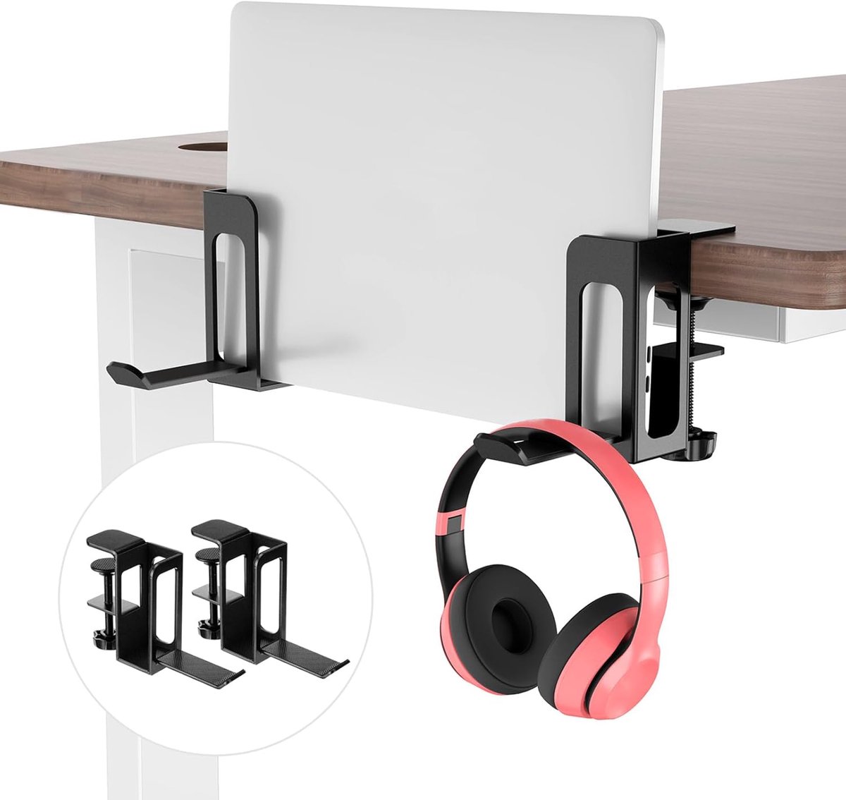 Zijdelings ophangbare laptop-organizer bureau - verstelbare zijopslag voor een opgeruimde werkplek