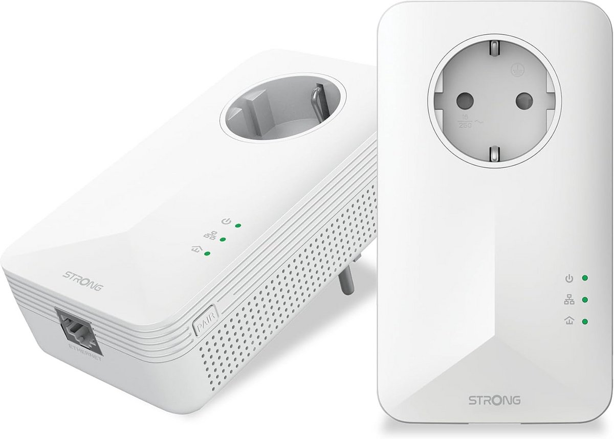 Powerline Adapter 1000 Mbit/s, 2 stuks, Internet via Stopcontact, Gigabit Ethernet voor Streaming & Gaming
