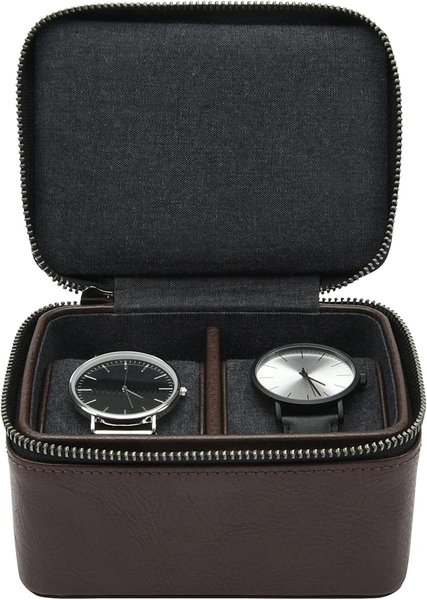 Luxe Horlogedoos voor Mannen met Dubbele Rits - Bruin