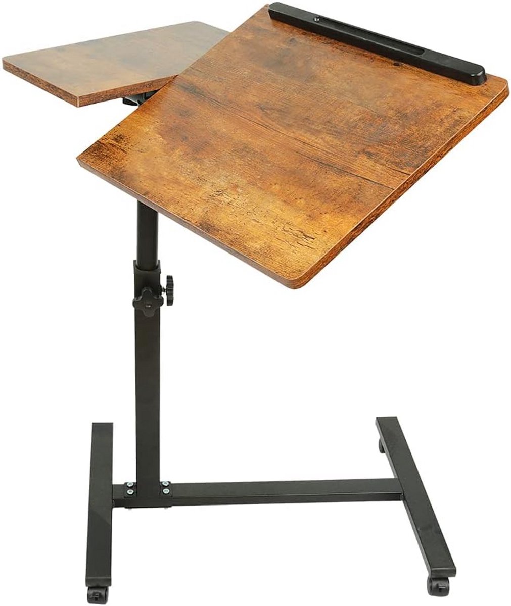 In hoogte verstelbare laptoptafel met wielen en inklapbaar onderstel