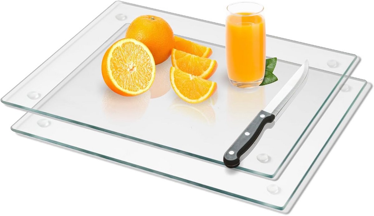 Set van 2 Hittebestendige Glas Snijplanken - Antislip Keukenwerkblad Beschermer 30x40 cm