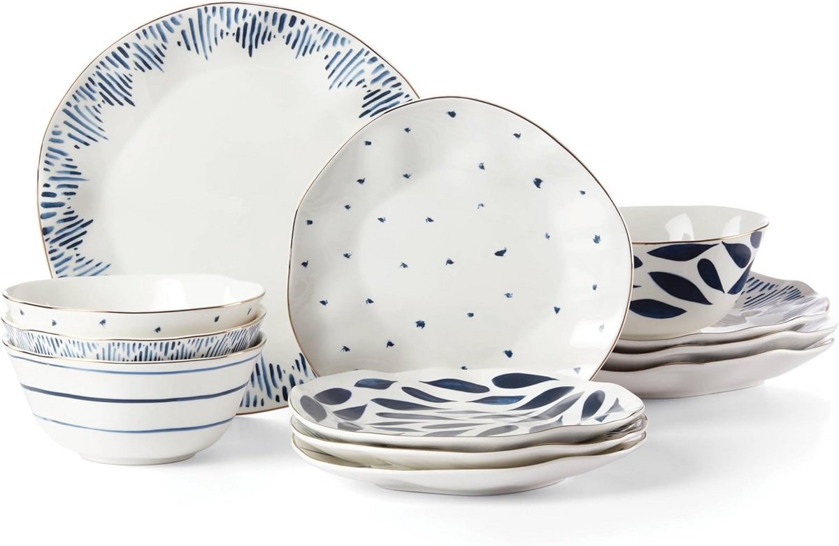 12-delige Porseleinen Servies Set voor 4 personen