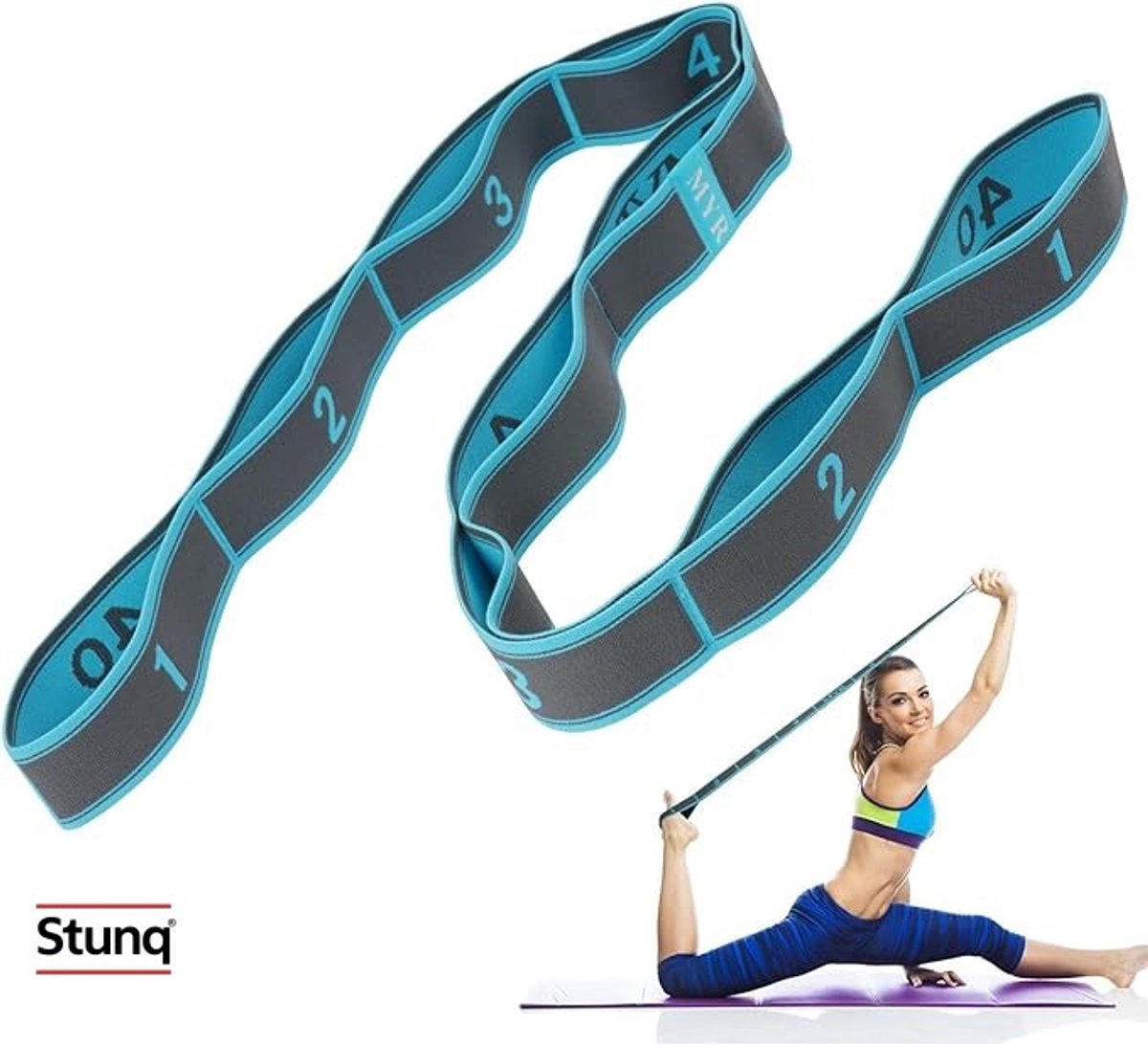 Yoga stretchband met lussen - Verstelbare stretcher voor flexibiliteit en spierontspanning