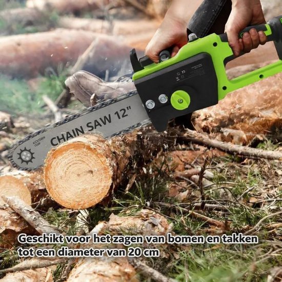 Kettingzaag 30 cm – Brushless Motor - MAGICFOX Draadloze Kettingzaag met Automatische Kettingsmering – Inclusief 2 × 6,0 Ah Accu's, 2 Kettingen en Opbergkoffer — afbeelding 4
