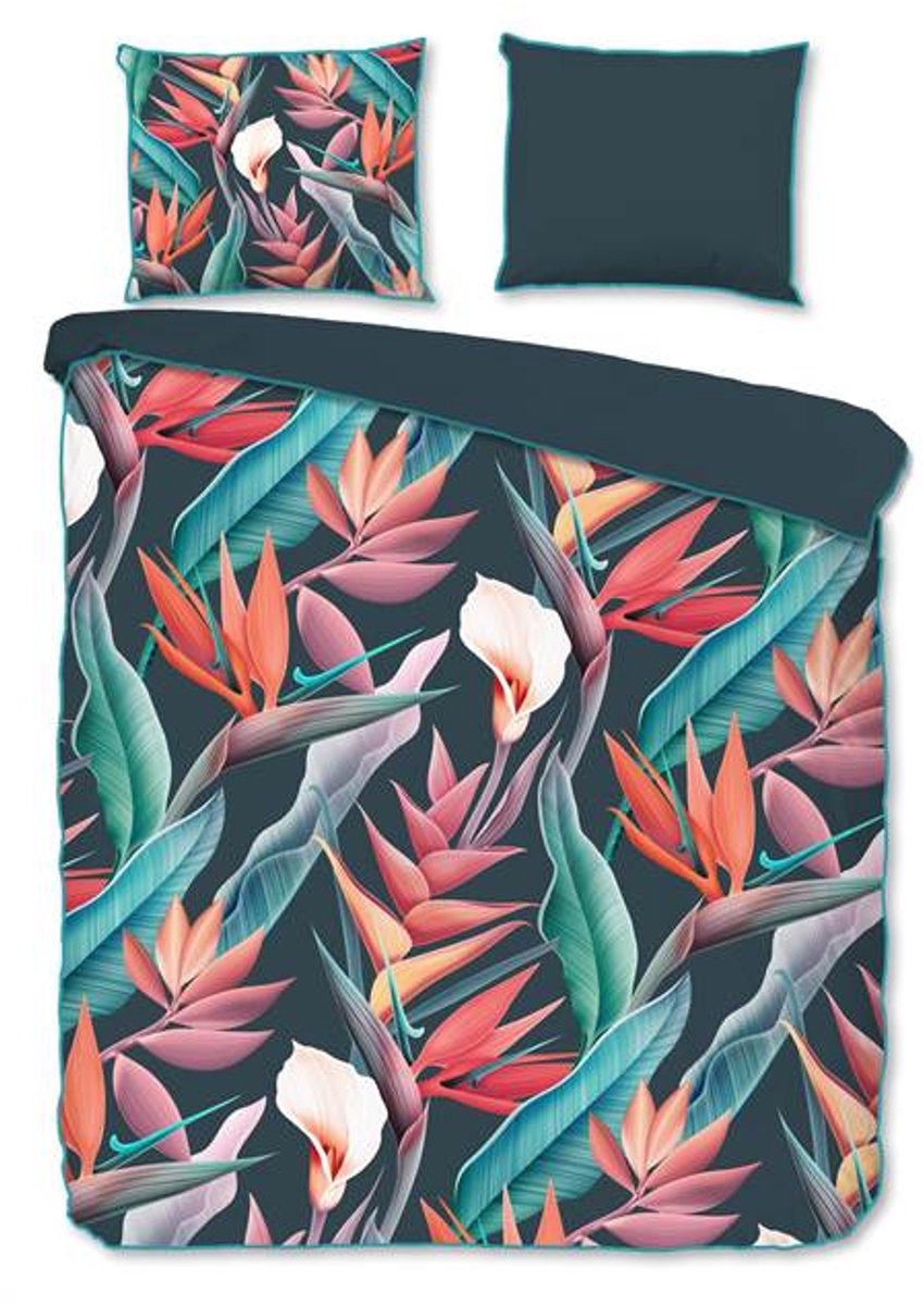 Good Morning dekbedovertrek bloemen en bladeren - 2 persoons 200x200/220 cm - Multi - 100% Katoen renforc�