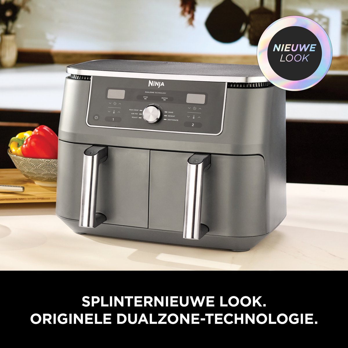 Ninja Dubbele Airfryer XXL - 9.5 L - Nieuw 2026 Model - 40 tot 240 Graden - 2470 W Vermogen - Dual Zone Technologie - DZ400EU — afbeelding 3