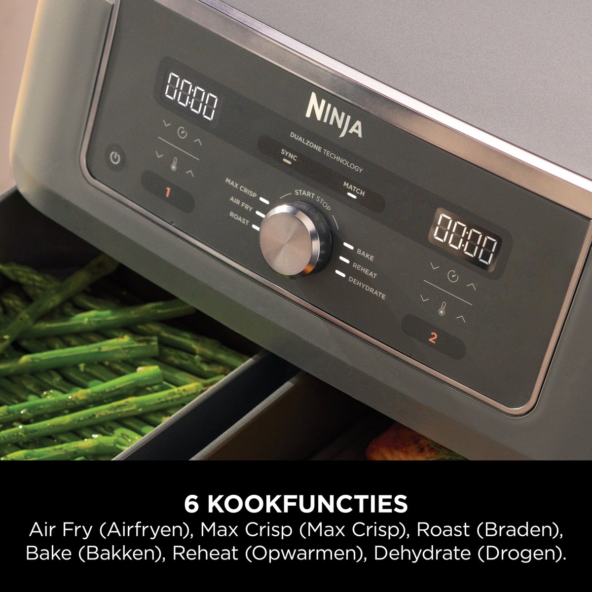 Ninja Dubbele Airfryer XXL - 9.5 L - Nieuw 2026 Model - 40 tot 240 Graden - 2470 W Vermogen - Dual Zone Technologie - DZ400EU — afbeelding 4
