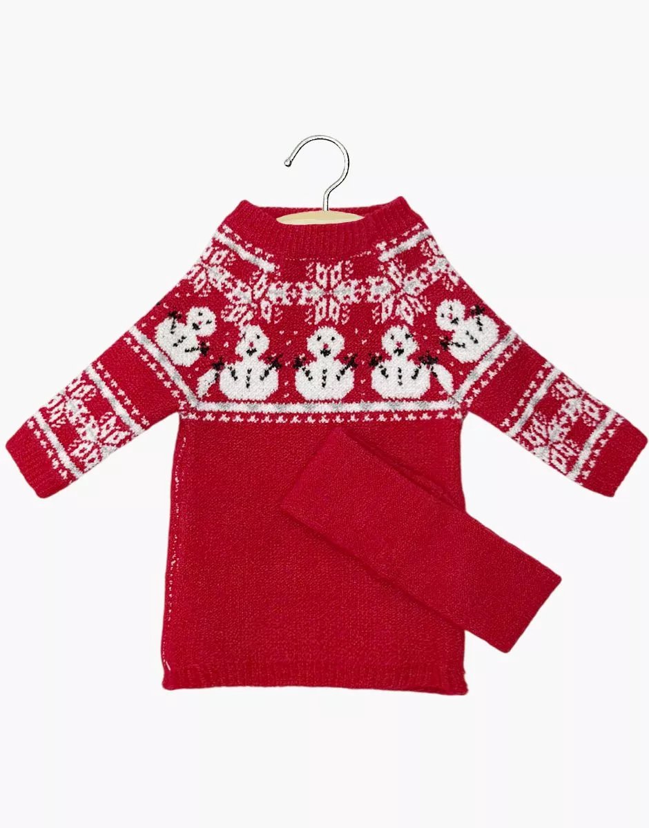 Minikane Gordi Poppenkleding Gebreide Jurk Lena Rood 34 cm