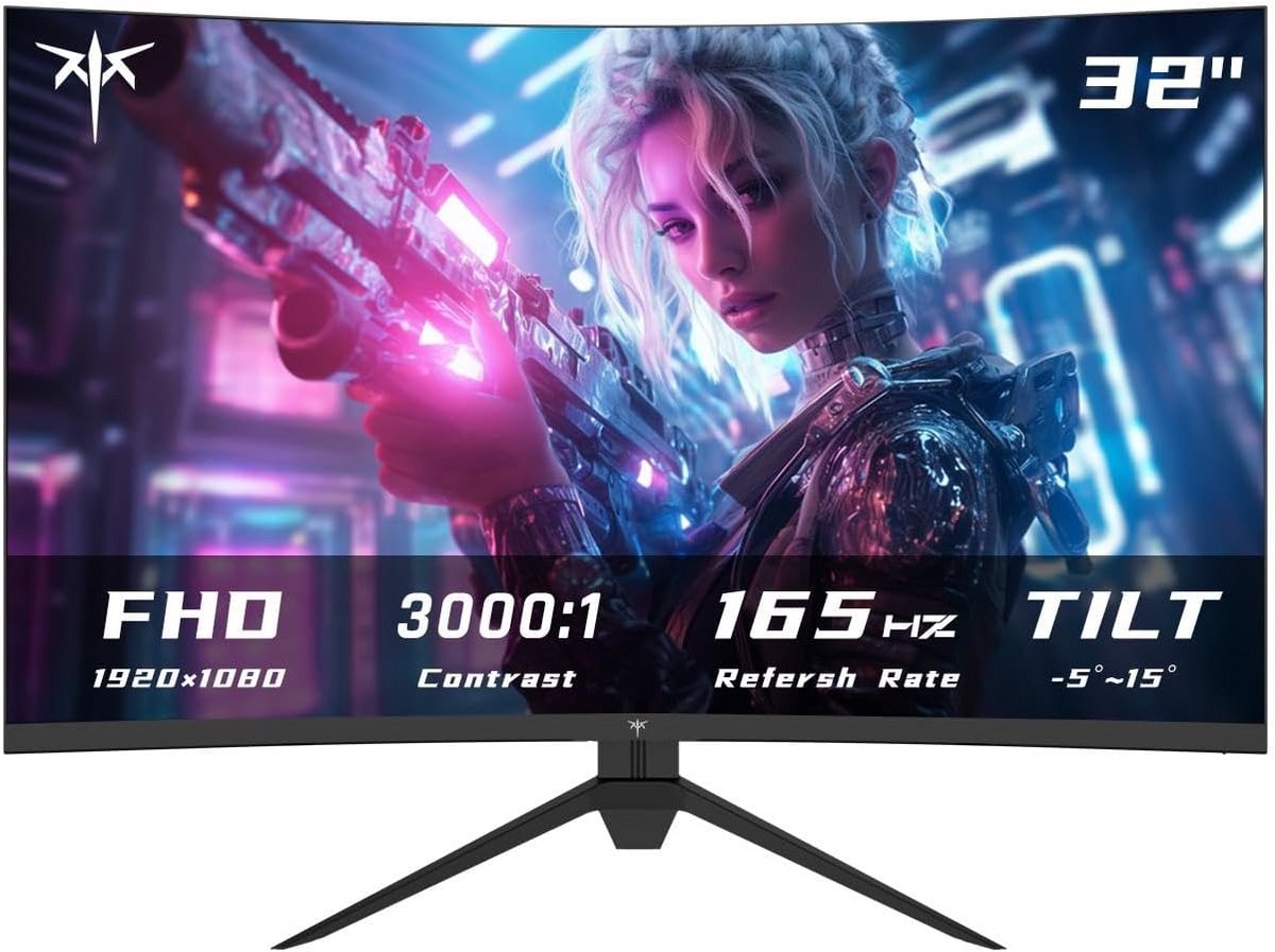 32 inch gebogen gamingmonitor FHD 1080P 165Hz met FreeSync en HDR