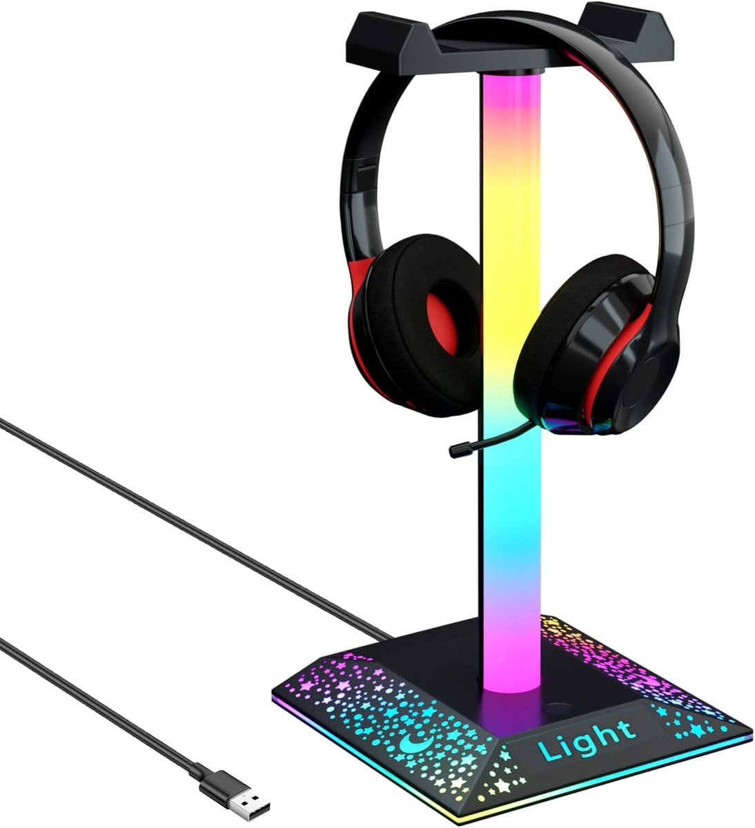 Lichtgevende houder voor RGB-gaming-hoofdtelefoon met USB-poort