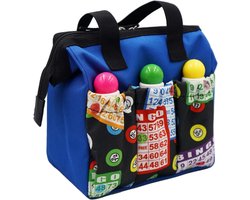 Bingo Patroon Tote Bag met 6 Zakken - Blauw