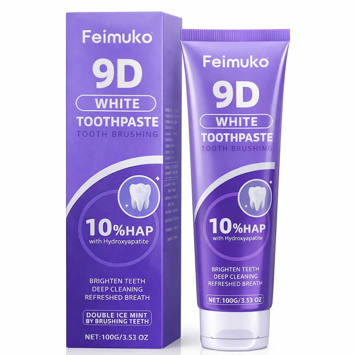 9D Whitening Tandpasta -100g - Hydroxyapatite - Mint Wittere Tanden Mondverzorging - Tandenbleken