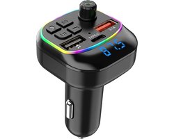 Bluetooth Transmitter - FM Transmitter voor Auto - Carkit met Handsfree Bellen - Bluetooth Auto Ontvanger - Autolader USB-C - SD Kaart