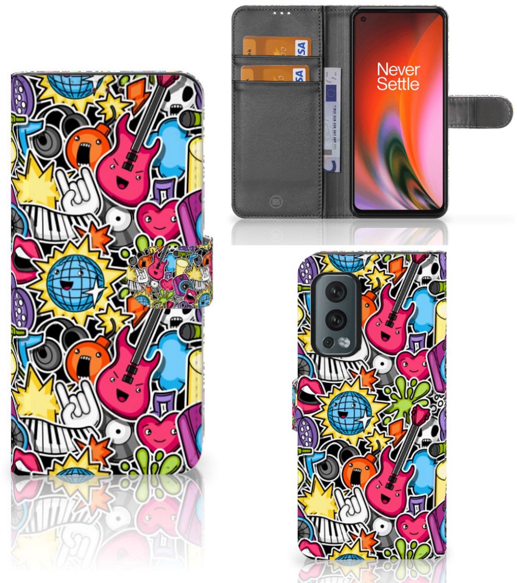 OnePlus Nord 2 5G Wallet Case met Pasjes Punk Rock