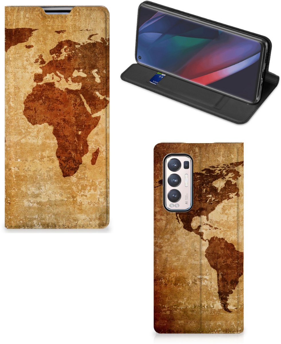 OPPO Find X3 Neo Book Cover Wereldkaart
