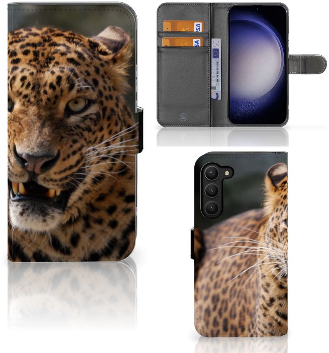 Samsung Galaxy S23 Plus Telefoonhoesje met Pasjes Luipaard