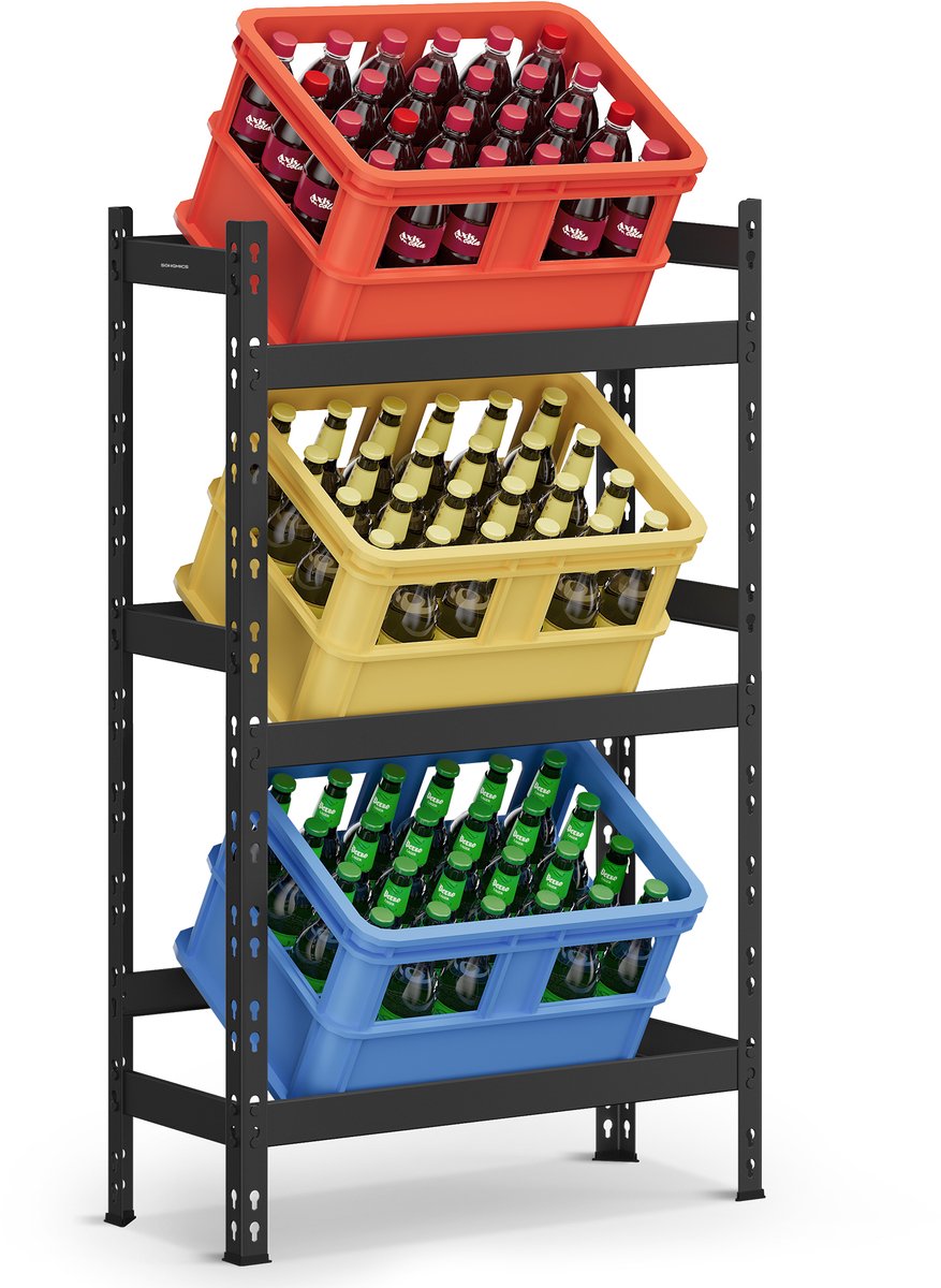 SONGMICS - Stellingkast - Opbergrek - 3 Lagen - Stalen Frame - Max 90 Kg - Voor flessenkratrek