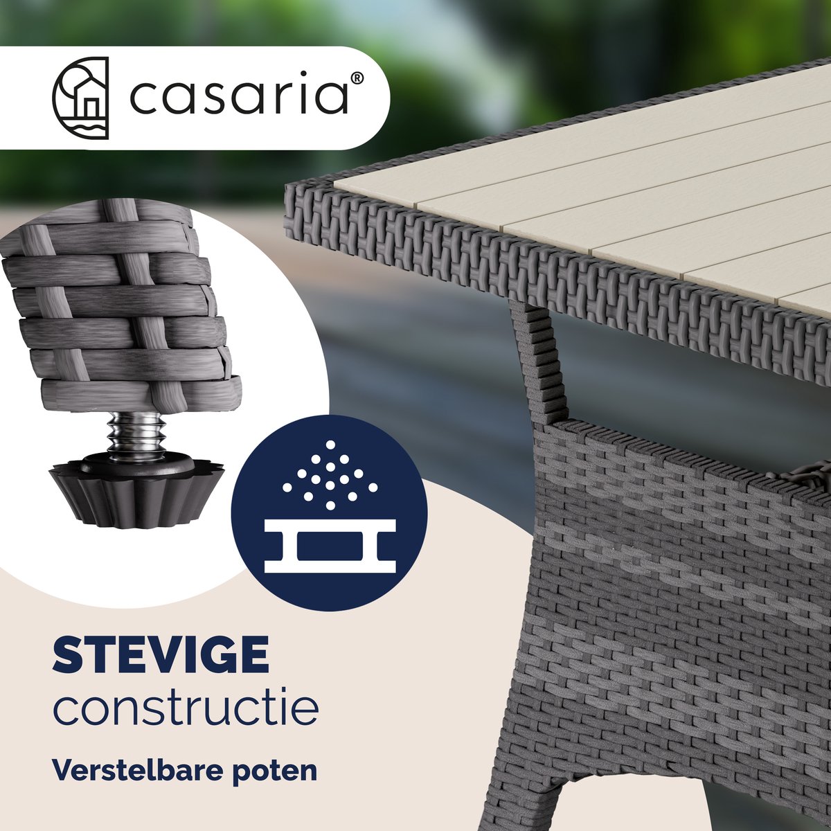 Casaria Loungeset - 6 Personen Eettafel Polyrattan – Grijs thumbnail 6