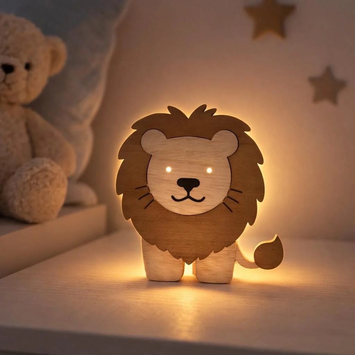 StudioLoes - DIY – Nachtlamp Leeuw – Knutselset Nachtlampje Kinderen – Schilderen – Knutselen Voor Kinderen - Verf je eigen Nachtlampje - Inclusief Verf, Penselen, lijm