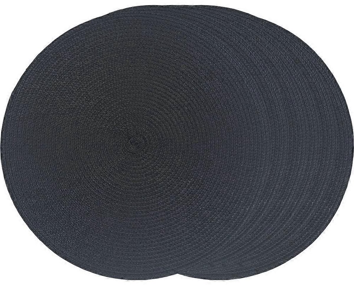 Geweven placemats, ronde placemats, 35 cm, 6-delige set, paars (zwart)