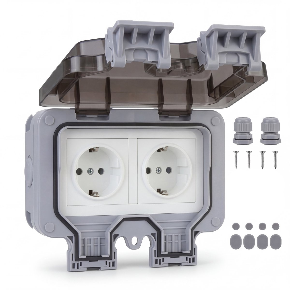 Oneproduct Buitenstopcontact IP66 - Dubbel - Waterdichte Wandcontactdoos