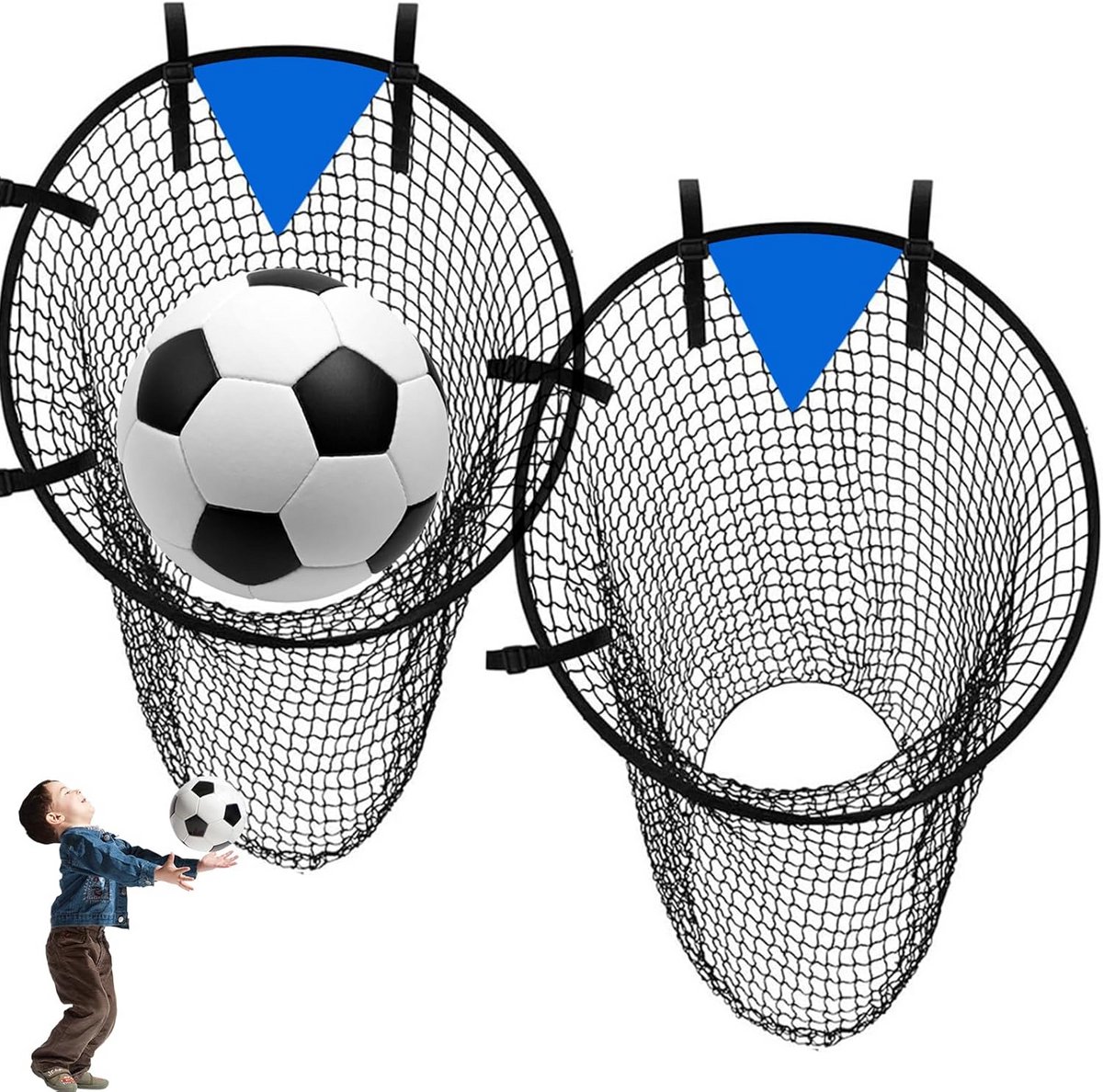 Voetbaldoelen 55 x 70 cm - Set van 2 Voetbalnetten voor Training, Eenvoudige Montage en Schietnauwkeurigheid