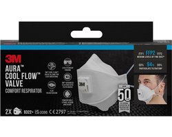 3m 9322c2n ffp2 fijnstofmasker met uitademventiel 2 stuks