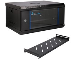 Extralink LITE 4U - Wandkast Rack 19 inch - 530x400 mm - Zwart - Inclusief plank