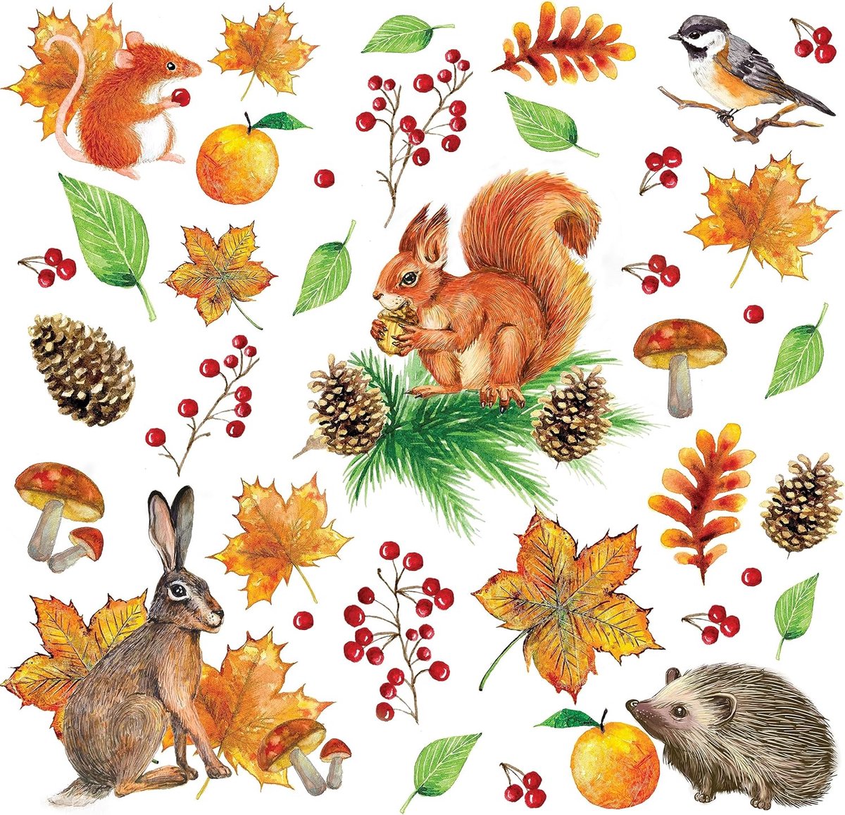 Herfst Servetten met Bladeren en Dieren - 20 Stuks voor Tafel Decoratie