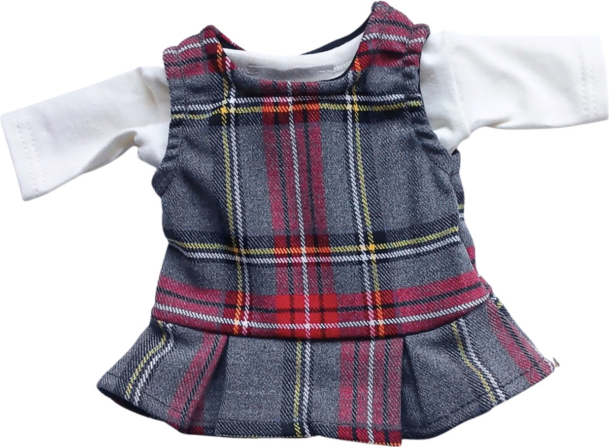 Minikane Gordi Poppenkleding Kledingset Diana Rood-Grijs Geruit 34 cm