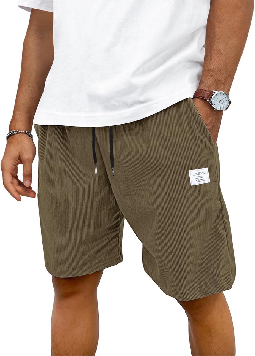 Katoenen Corduroy Shorts voor Heren - Zomer Stretch Casual Shorts met Zakken