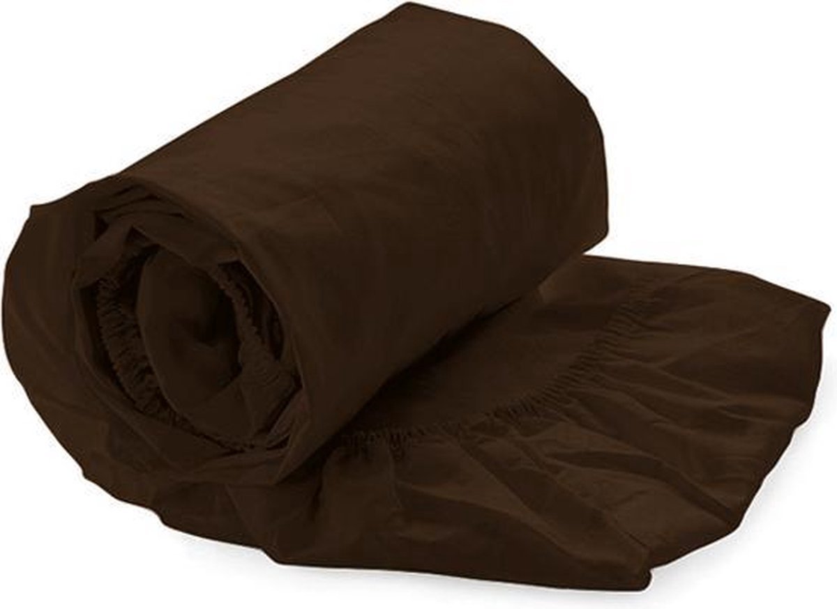 Luxe Hoeslaken Satijn - 100% Katoensatijn (280TC) - Eenpersoons - 200x200 cm - Dark Brown