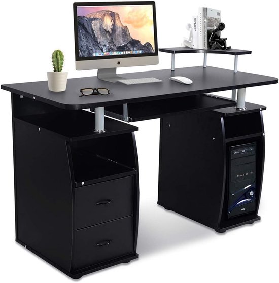 Moderne Computertafel met Toetsenbordlade - Ruimtebesparend Bureau met ...