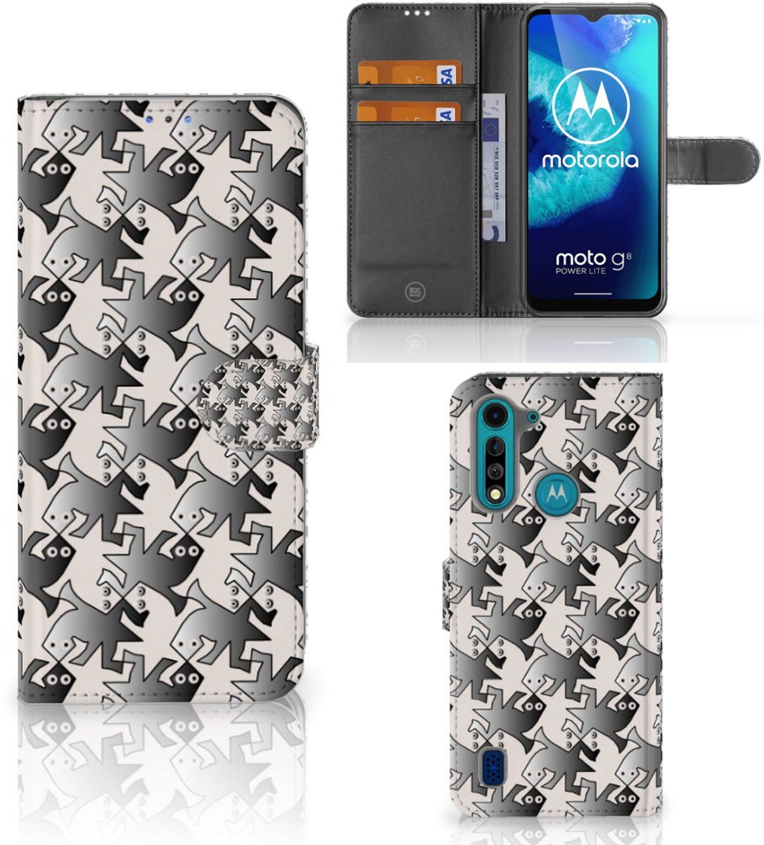 Motorola G8 Power Lite Telefoonhoesje met Pasjes Salamander Grey