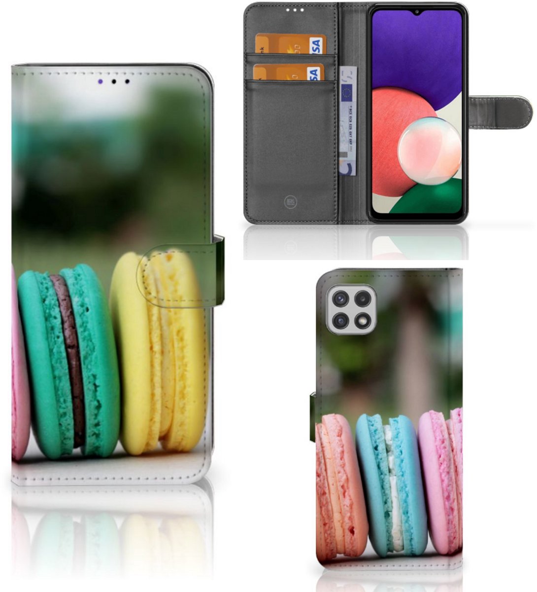 Samsung Galaxy A22 5G Book Cover Macarons