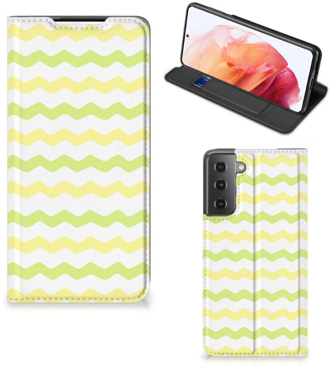 Samsung Galaxy S21 Hoesje met Magneet Waves Yellow