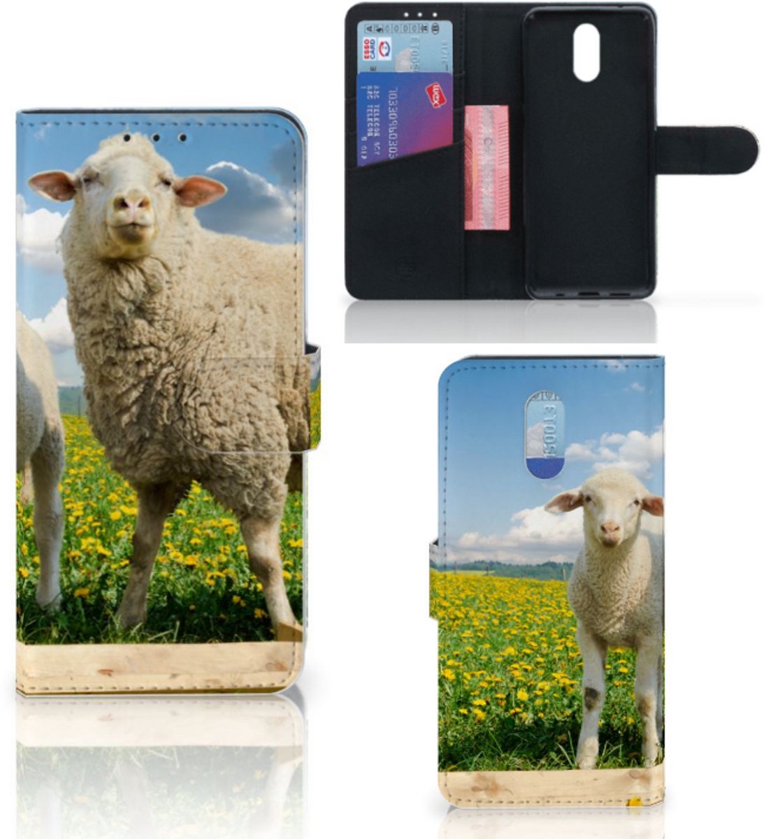 Nokia 2.3 Telefoonhoesje met Pasjes Schaap en Lammetje