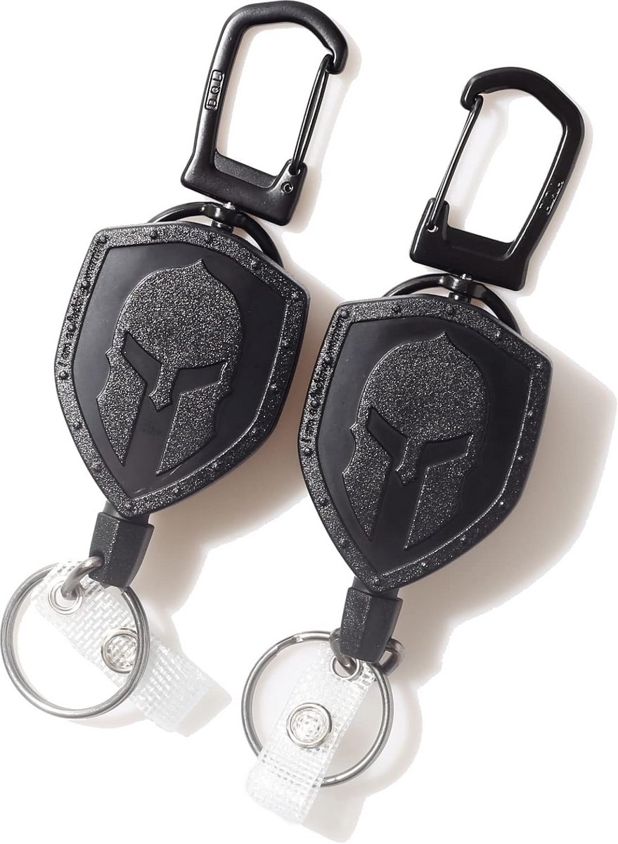 Zware Intrekbare Sleutelhanger met Karabijnhaak - 2-Pack