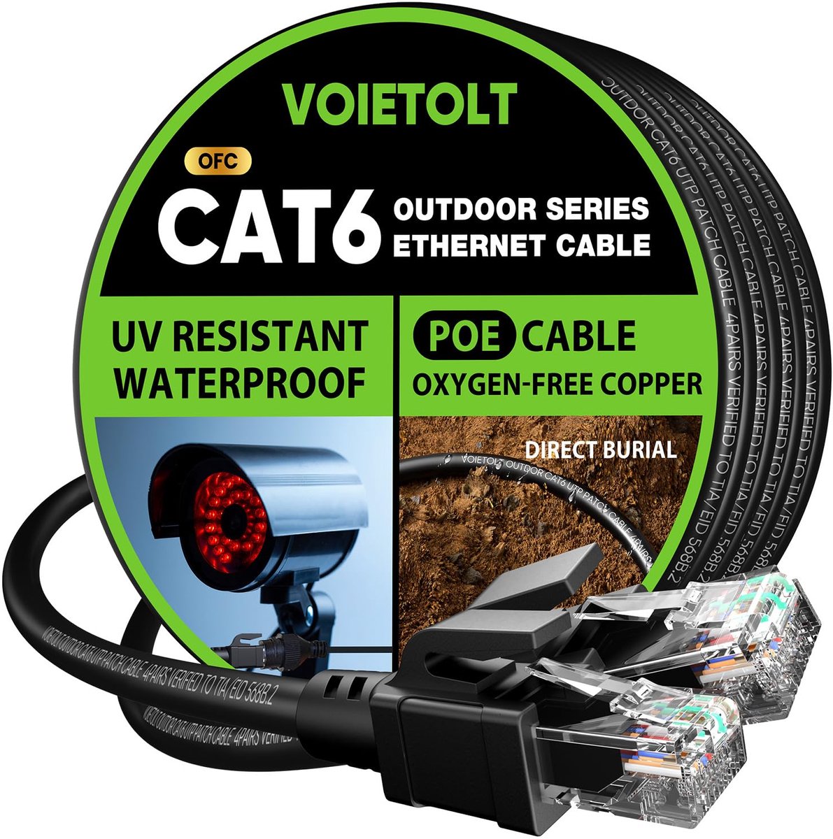 Cat 6 Ethernetkabel 10 m voor Buiten Gebruik - Pure Koper