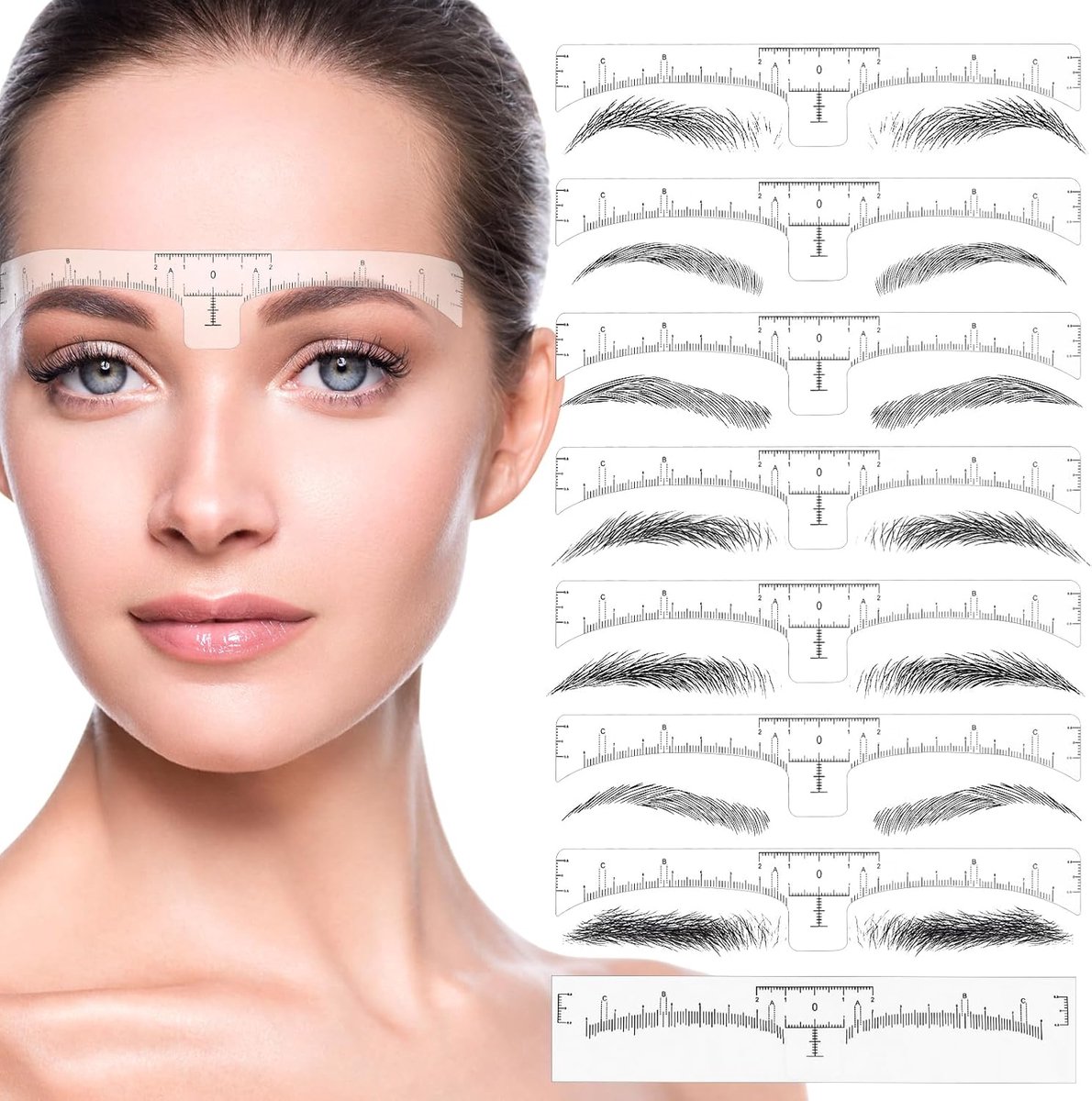 100 Stuks Wegwerpwenkbrauwstencils - Transparante Eyebrow Ruler Stickers voor Beginners