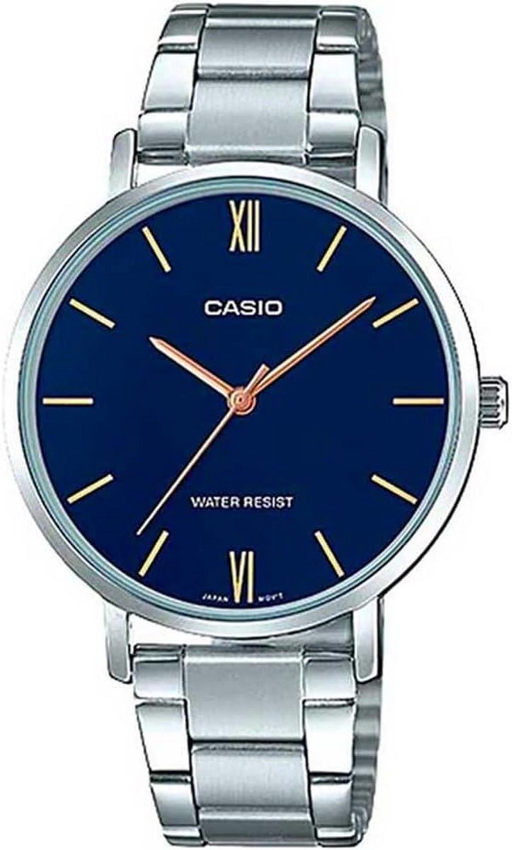 Dameshorloge met Analoog Display en Roestvrijstalen Band - Zilver-Blauw-Goud