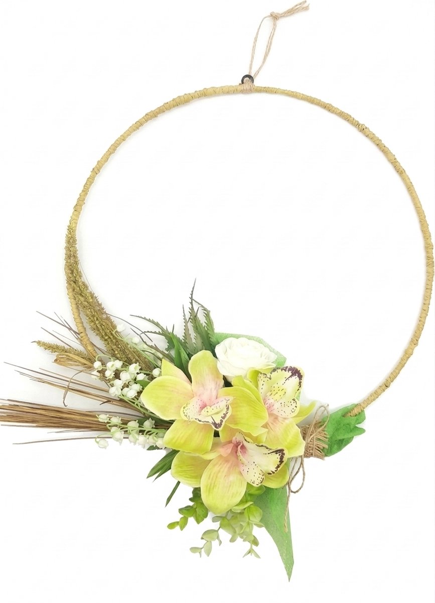 Krans-Landelijk krans-Deurkrans-Zijdenbloemen-Woondecoratie-Cadeau voor vrouw