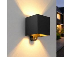 Luminize Oplaadbare buitenlamp met bewegingssensor - Aluminium - Draadloze wandlamp usb oplaadbaar - Tuinverlichting