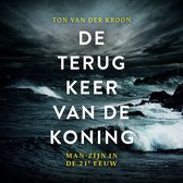 Boekcover met donkere, woeste golven en rotsen. Titel: De terugkeer van de koning. Ondertitel: Man-zijn in de 21e eeuw.