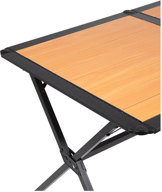 Travellife Nadar Campingtafel 140 x 81 cm - Roll-up tafelblad met houtlook - Lichtgewicht aluminium frame - Inclusief draagtas van Merkloos — afbeelding 2