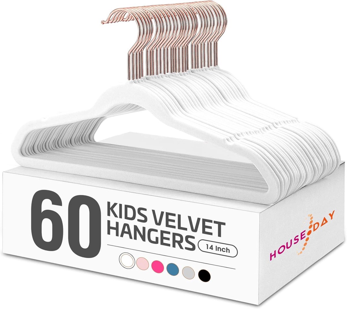 Ruimtebesparende Fluwelen Kinderhangers met Gouden Haken - 60 Stuks