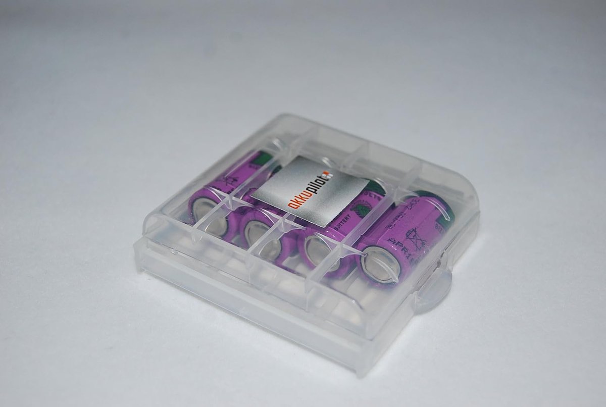 4X Hoge Energielithiumbatterij SL-750S (1/2 AA) in Veilige Batterijbox Paars
