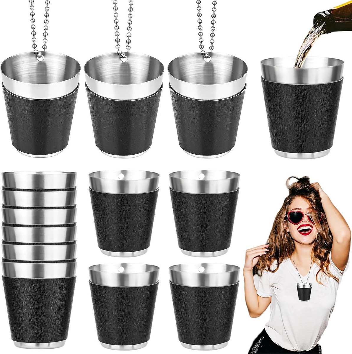 12 Stuks Roestvrijstalen Borrelglaasjes van 30 ml - Ideaal voor Feesten en Evenementen
