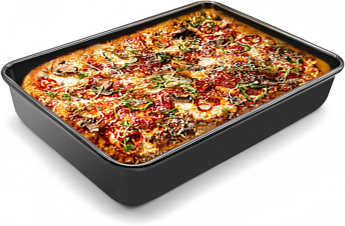 Rechthoekige BBQ-pan 23 x 33 cm met antiaanbaklaag voor bakken en braden