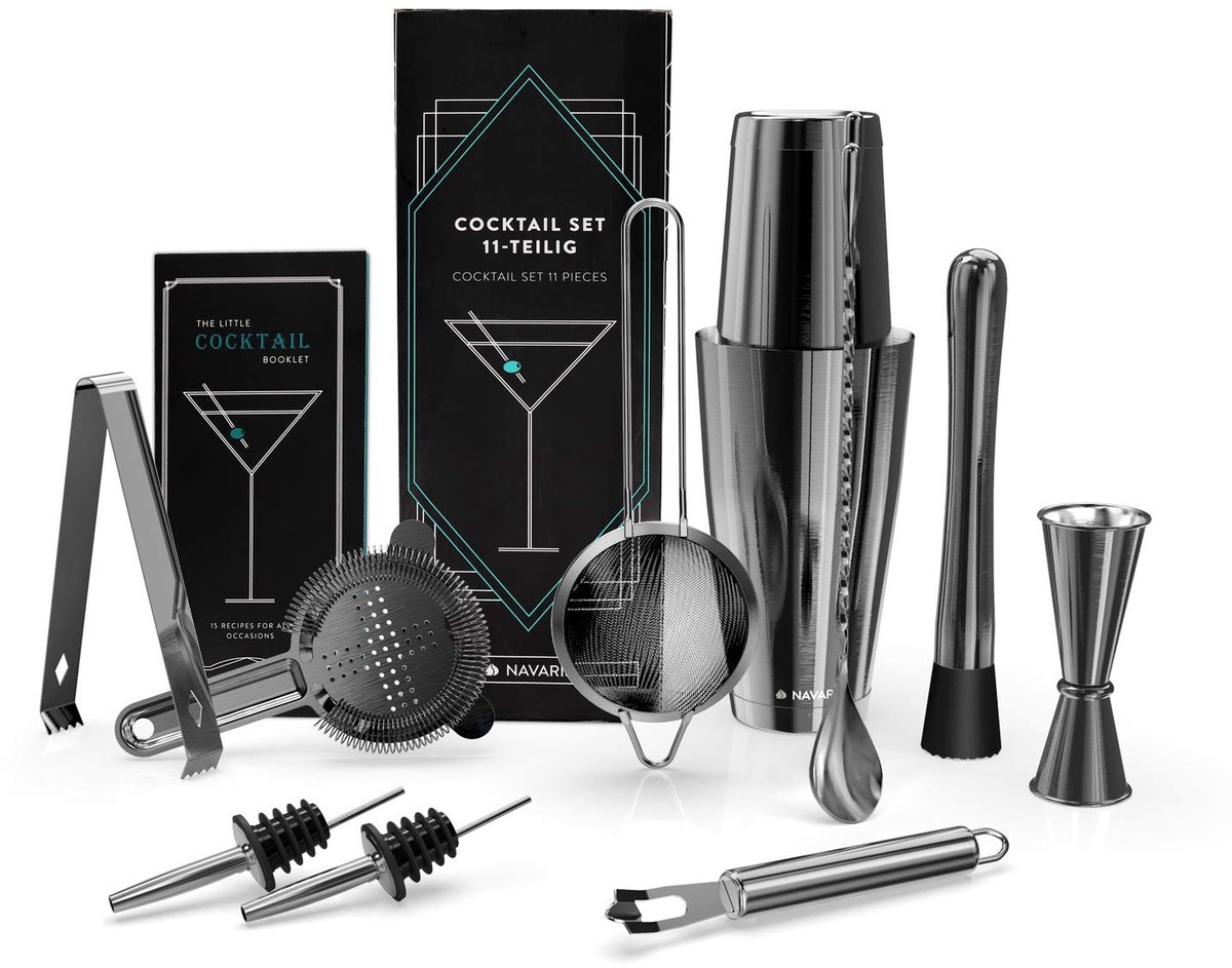 Cocktailset - 11-delig Shaker Set - Baraccessoires met Cocktailrecepten